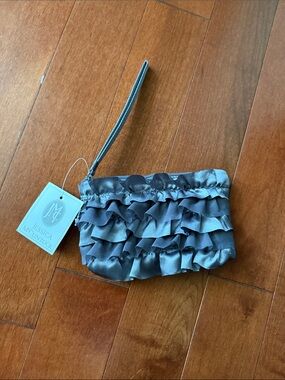 Jessica McClintock Satin Ruffle Wristlet - Teal Blue